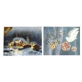 LR - Set of 3 Green Gift Storage Boxes with Gold Trim