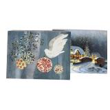 LR - Set of 3 Green Gift Storage Boxes with Gold Trim