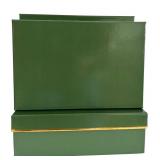 LR - Set of 3 Green Gift Storage Boxes with Gold Trim