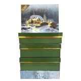 LR - Set of 3 Green Gift Storage Boxes with Gold Trim