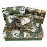 LR - Set of 3 Green Gift Storage Boxes with Gold Trim