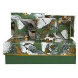 LR - Set of 3 Green Gift Storage Boxes with Gold Trim