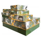 LR - Set of 3 Green Gift Storage Boxes with Gold Trim