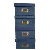 LR - Set of 3 Green Gift Storage Boxes with Gold Trim