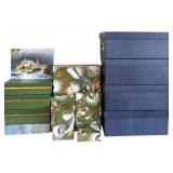 LR - Set of 3 Green Gift Storage Boxes with Gold Trim