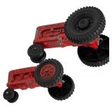 Lot of 4 Vintage Red Hubley Diecast Vehicles - Fire Truck, Tractors, Convertible Car