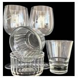 LR - Mixed Glassware Lot with Glasses, Ramekins, and Wine Glasses