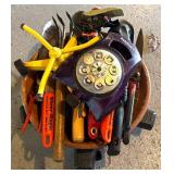 G - Large Collection of Garden Hand Tools with Terracotta Tray and Plant Caddy