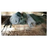 OS - Collection of Rolled Wire and Plastic Fencing with Metal Fence Posts