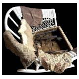 B - Heavy Wear Vintage White Wicker Rocking Chair - DIY Project