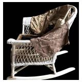 B - Heavy Wear Vintage White Wicker Rocking Chair - DIY Project