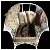 B - Heavy Wear Vintage White Wicker Rocking Chair - DIY Project