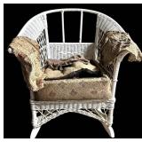 B - Heavy Wear Vintage White Wicker Rocking Chair - DIY Project