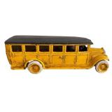 FR - Antique Cast Iron Swedish AB Skoglund & Olsen Yellow toy School Bus