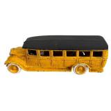 FR - Antique Cast Iron Swedish AB Skoglund & Olsen Yellow toy School Bus