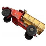 LR - Pair of Vintage Pressed Steel Toy Construction Vehicles and Dinky Toys 35c MG Sports Car