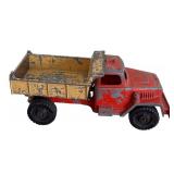 LR - Pair of Vintage Pressed Steel Toy Construction Vehicles and Dinky Toys 35c MG Sports Car