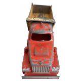 LR - Pair of Vintage Pressed Steel Toy Construction Vehicles and Dinky Toys 35c MG Sports Car