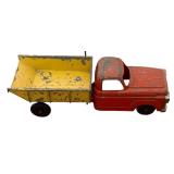FR- Two Hurley Vintage Pressed Steel Toy Trucks, Tow Truck and Dump Truck and Coca-Cola Delivery Truck