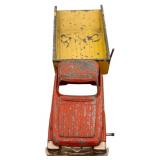 FR- Two Hurley Vintage Pressed Steel Toy Trucks, Tow Truck and Dump Truck and Coca-Cola Delivery Truck