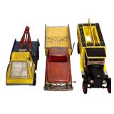 FR- Two Hurley Vintage Pressed Steel Toy Trucks, Tow Truck and Dump Truck and Coca-Cola Delivery Truck