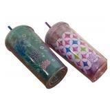 LR - Set of 2 Cool Gear Insulated Tumblers with Lids and Straws, 7.5 Inch