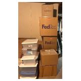 B - Collection of Moving and Storage Boxes with Plastic Totes and Packing Supplies