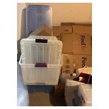 B - Collection of Moving and Storage Boxes with Plastic Totes and Packing Supplies