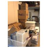 B - Collection of Moving and Storage Boxes with Plastic Totes and Packing Supplies