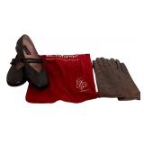 LR - Beautifeel Black Leather Mary Jane Shoes Size 37 and Brown Leather Gloves