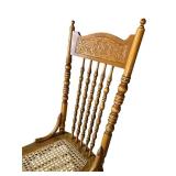 LL - Set of 4 Vintage Spindle Back Wooden Dining Chairs with Cane Seats