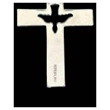 K - Sterling Silver Cross Pendant Necklace with Dove Cutout, 24 Inch Chain