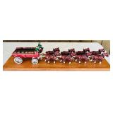 FR - Clydesdale Horse-Drawn Wagon Sculpture with Drivers and Barrels