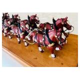 FR - Clydesdale Horse-Drawn Wagon Sculpture with Drivers and Barrels