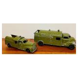 LR/FR - 2 Vintage Hubley Bell Telephone Service Toy Metal Trucks