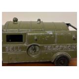 LR/FR - 2 Vintage Hubley Bell Telephone Service Toy Metal Trucks