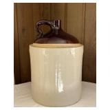 FR - Vintage 5 Gallon Stoneware Crock Jug with Brown Top
