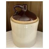FR - Vintage 5 Gallon Stoneware Crock Jug with Brown Top
