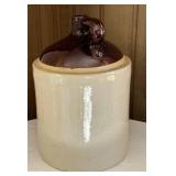 FR - Vintage 5 Gallon Stoneware Crock Jug with Brown Top