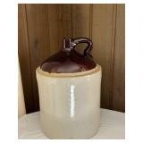 FR - Vintage 5 Gallon Stoneware Crock Jug with Brown Top