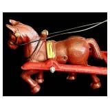 FR - Vintage Cast Iron U.S. Mail Horse Drawn Wagon