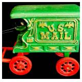 FR - Vintage Cast Iron U.S. Mail Horse Drawn Wagon