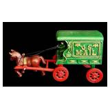 FR - Vintage Cast Iron U.S. Mail Horse Drawn Wagon