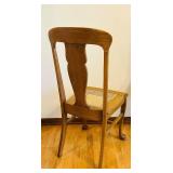 DR - Vintage Wooden Dining Chair with Cane Seat and Carved Backrest