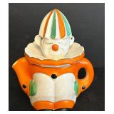 K - Vintage Japan Clown Ceramic Juice Pitcher and Reamer