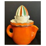 K - Vintage Japan Clown Ceramic Juice Pitcher and Reamer