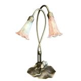 DR - 15-Inch Double Lily Art Nouveau Style Table Lamp with Glass Shades