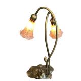 DR - 15-Inch Double Lily Art Nouveau Style Table Lamp with Glass Shades
