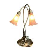 DR - 15-Inch Double Lily Art Nouveau Style Table Lamp with Glass Shades