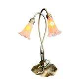 DR - 15-Inch Double Lily Art Nouveau Style Table Lamp with Glass Shades